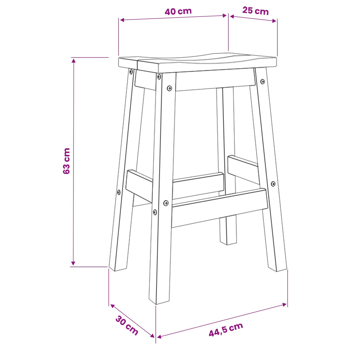 Sgabello da bar 2 pz Cera di Miele 44 x 30 x 63 cm | homemem39