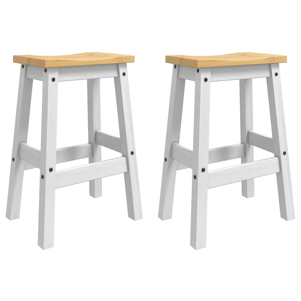 Sgabello da bar 2 pz Bianco e Cera di Miele 44 x 30 x 63 cm | homemem39