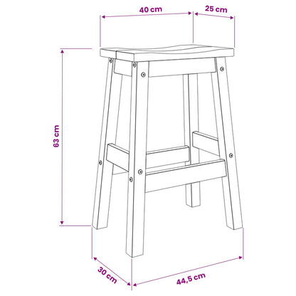 Sgabello da bar 2 pz Bianco e Cera di Miele 44 x 30 x 63 cm | homemem39