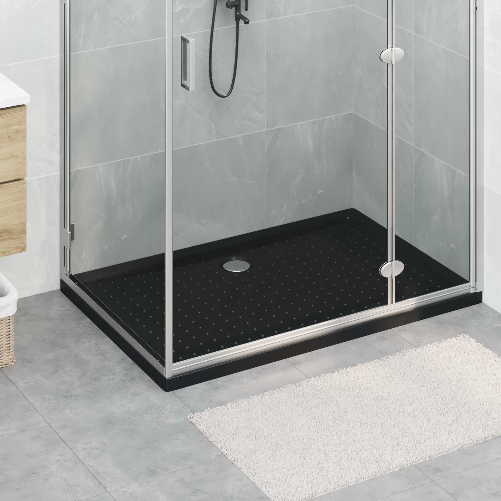 Vassoio base doccia con punti Nero 120 x 80 x 4 cm ABS | homemem39