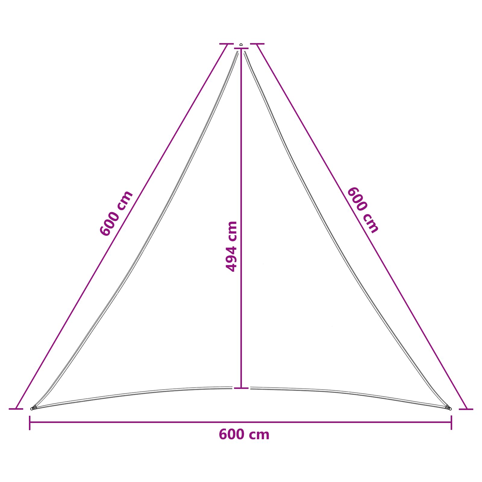 Telo Ombra 6 x 6 x 6 m HDPE Triangolare Grigio chiaro e bianco | homemem39