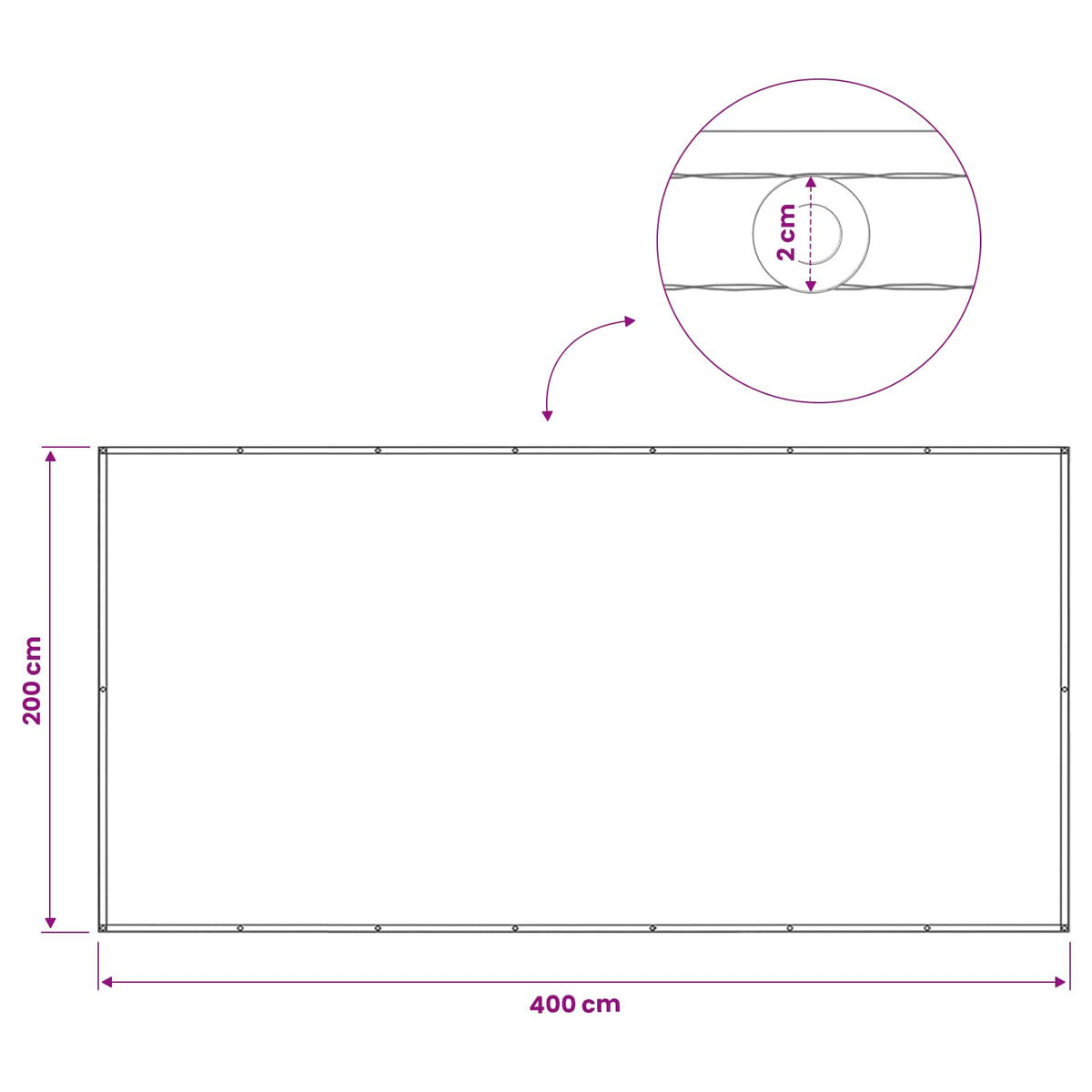 Schermo di Privacy per Balcone 200 x 400 cm | homemem39