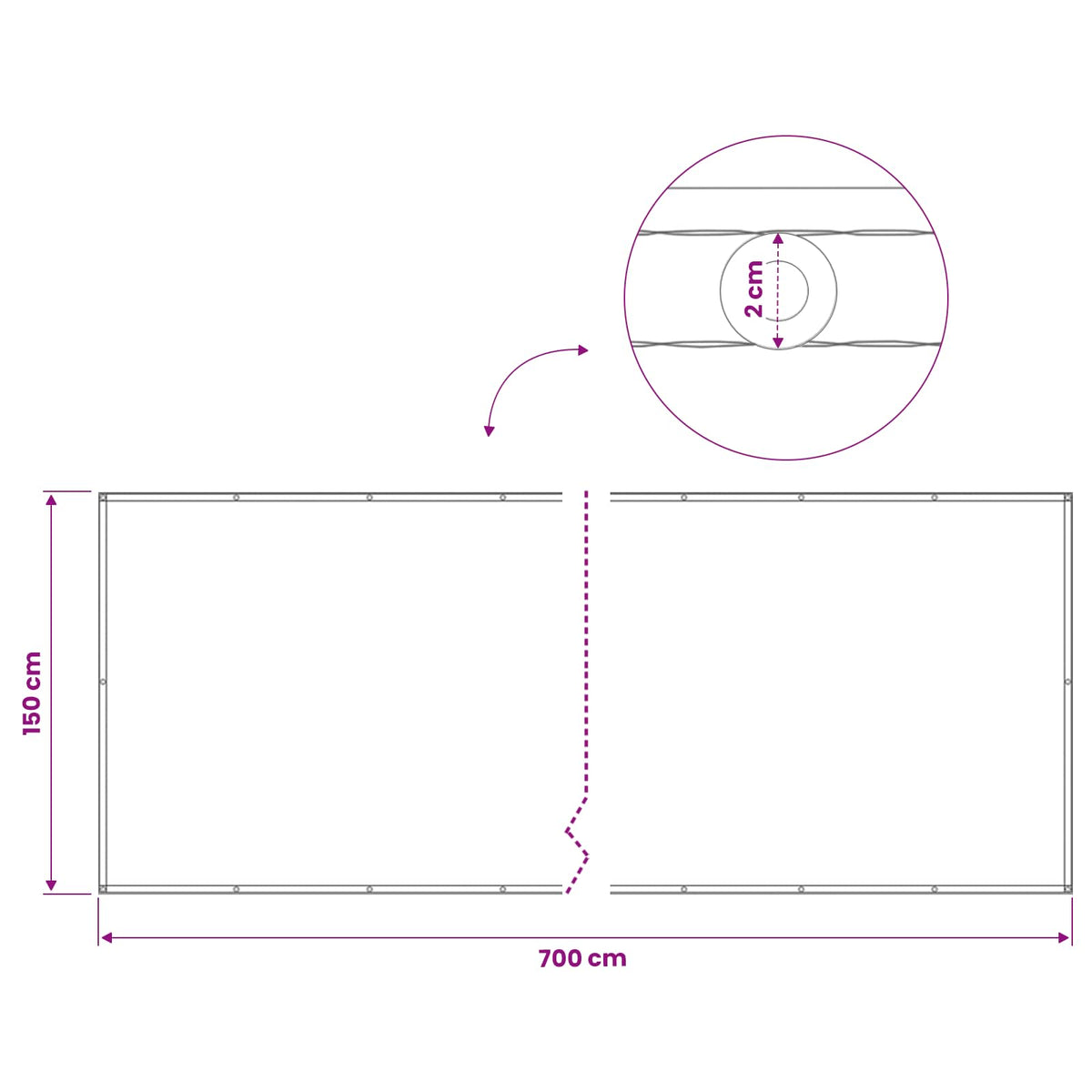 Schermo di Privacy per Balcone 150 x 700 cm | homemem39