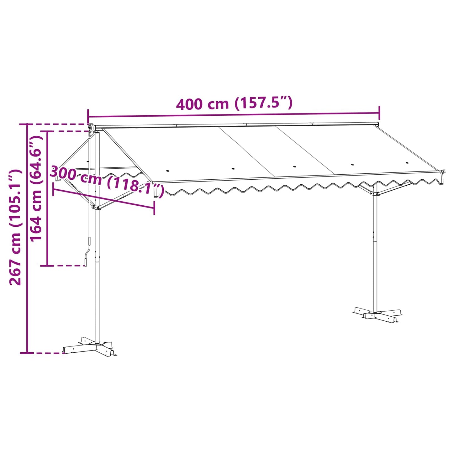 Tenda autoportante 4 × 3 m Poliestere Antracite