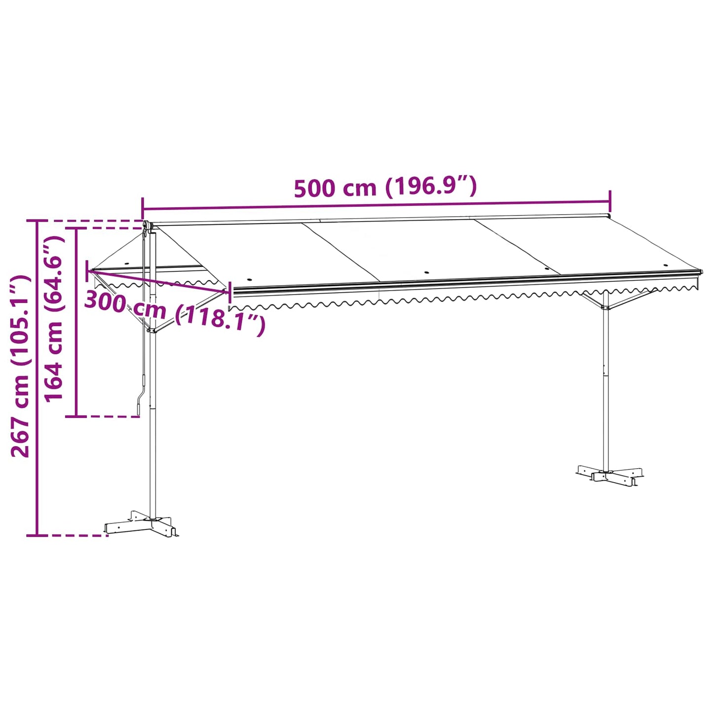 Tenda autoportante Antracite 5 x 3 m Poliestere