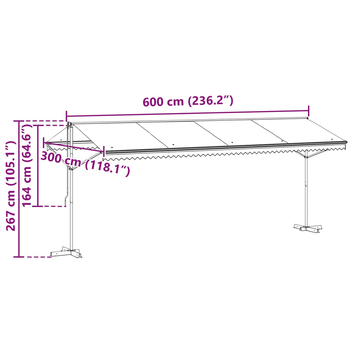 Tenda autoportante Antracite 6 x 3 m Poliestere