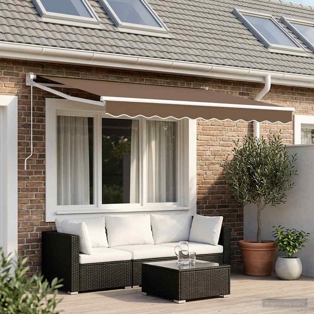 Tenda retrattile Tortora 3 x 2 m 100% Poliestere e Alluminio | homemem39