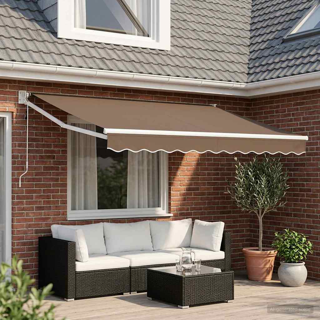 Tenda retrattile Tortora 3,5 x 2 m Poliestere e Metallo | homemem39