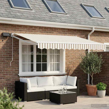 Tenda retrattile manuale con LED Grigio chiaro e bianco | homemem39