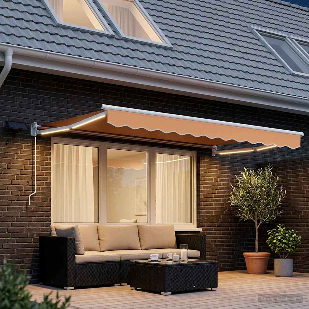 Tenda retrattile manuale con LED Sabbia | homemem39