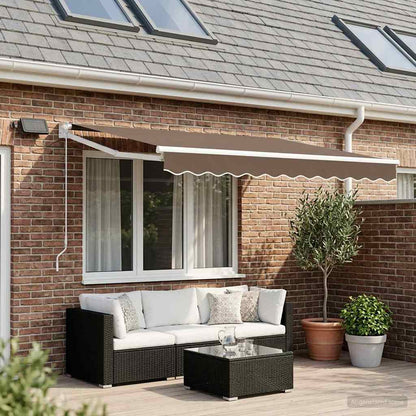 Tenda retrattile manuale con LED Tortora | homemem39