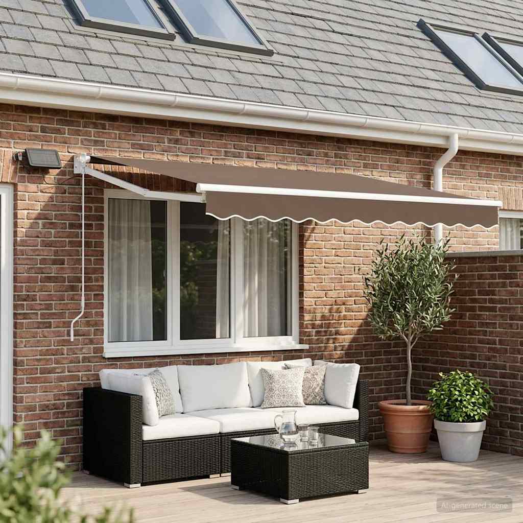 Tenda retrattile manuale con LED Tortora | homemem39