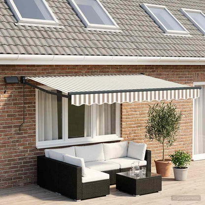 Tenda retrattile manuale con LED Grigio chiaro e bianco