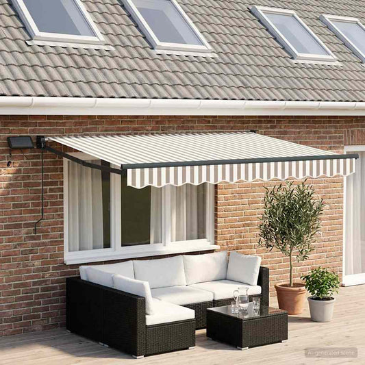 Tenda retrattile manuale con LED Grigio chiaro e bianco | homemem39
