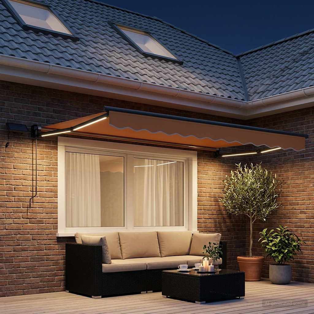 Tenda retrattile manuale con LED Sabbia | homemem39