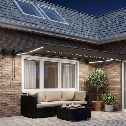 Tenda retrattile manuale con LED Tortora | homemem39