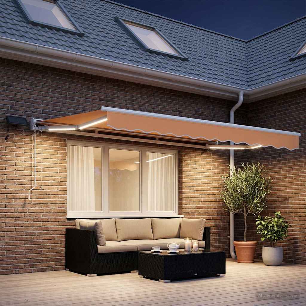 Cornice per Tenda Manuale con LED Sabbia 3,5 x 2 m | homemem39