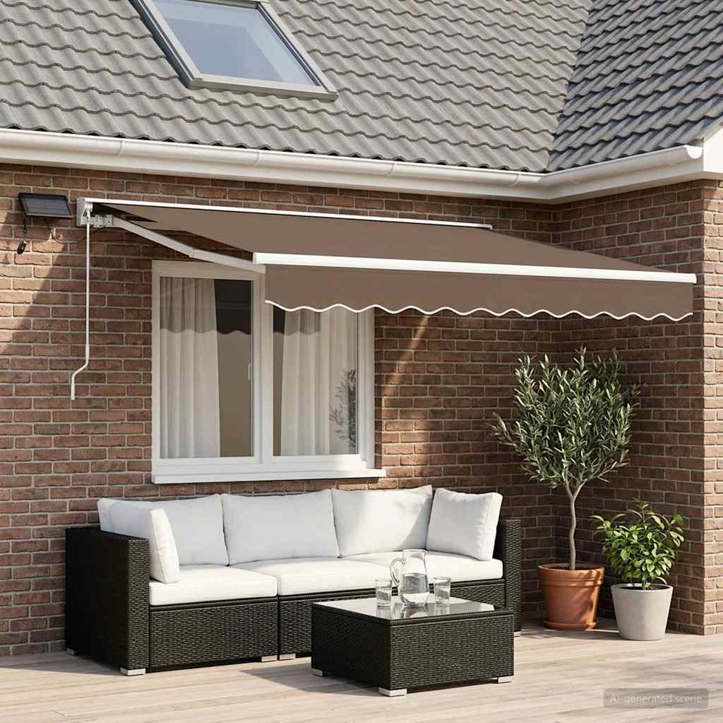Cornice per Tenda Manuale con LED Tortora 3,5 x 2,5 m | homemem39