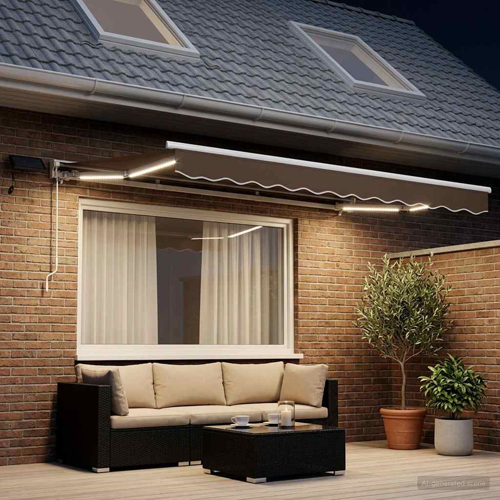 Cornice per Tenda Manuale con LED Tortora 2,5 x 2 m | homemem39