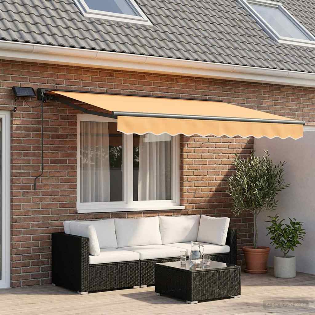Cornice per Tenda Manuale con LED Sabbia 3,5 x 2 m | homemem39