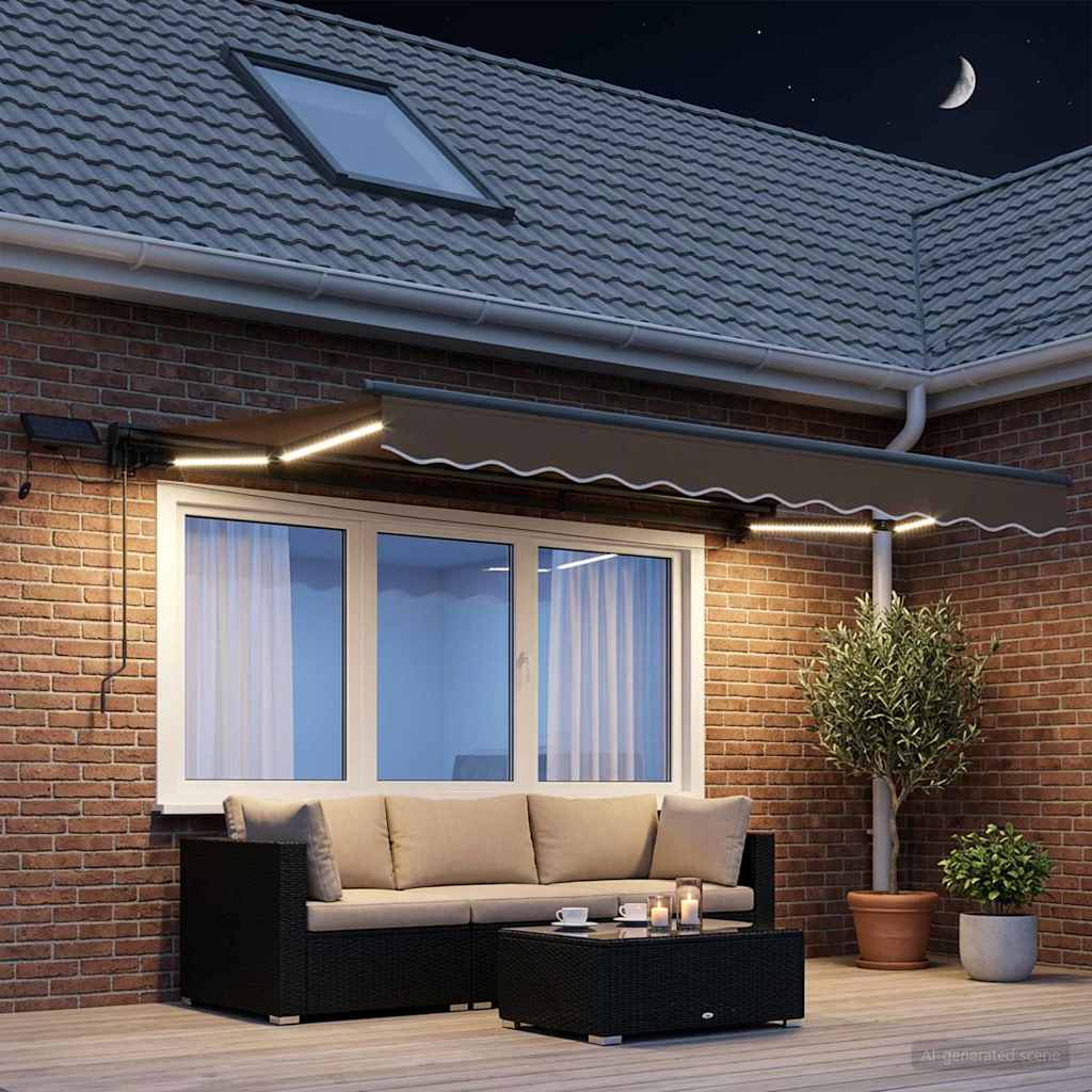 Cornice per Tenda Manuale con LED Tortora 2,5 x 2 m | homemem39