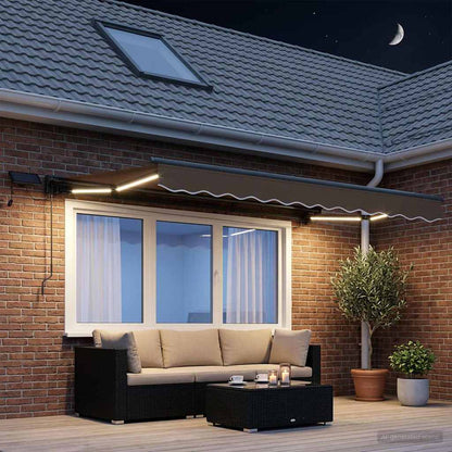 Cornice per Tenda Manuale con LED Tortora 2,5 x 2 m | homemem39