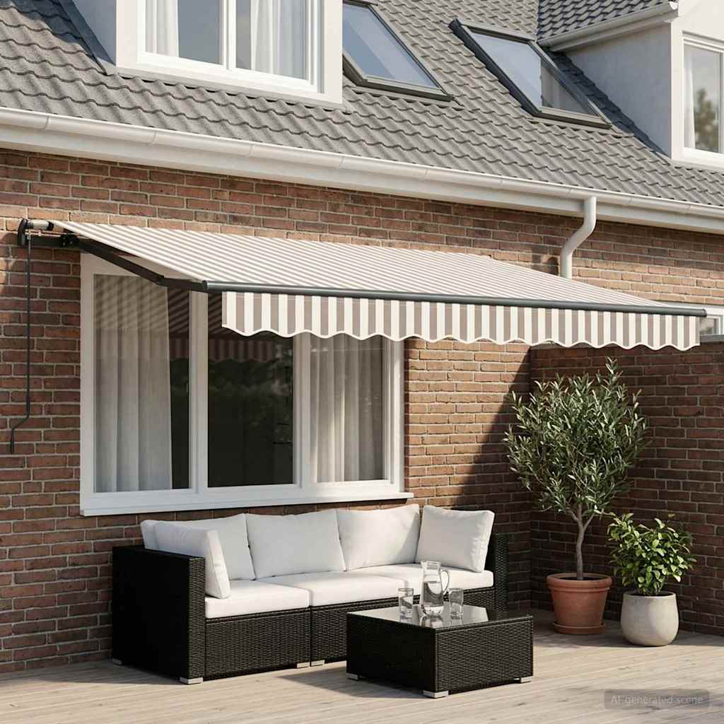 Tenda retrattile Grigio chiaro e bianco 350 x 250 cm | homemem39