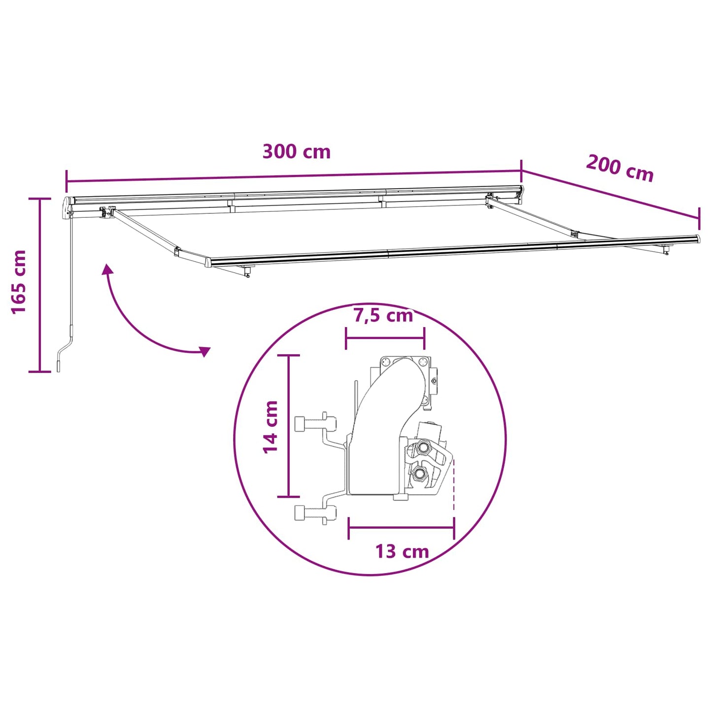 Tenda Retrattile Tortora 3 x 2 m Tessuto | homemem39