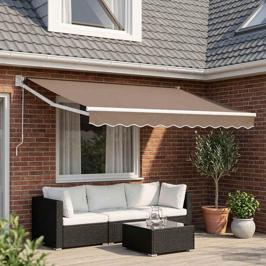 Tenda retrattile Tortora 3,5 x 2 m Poliestere e Metallo - homemem39