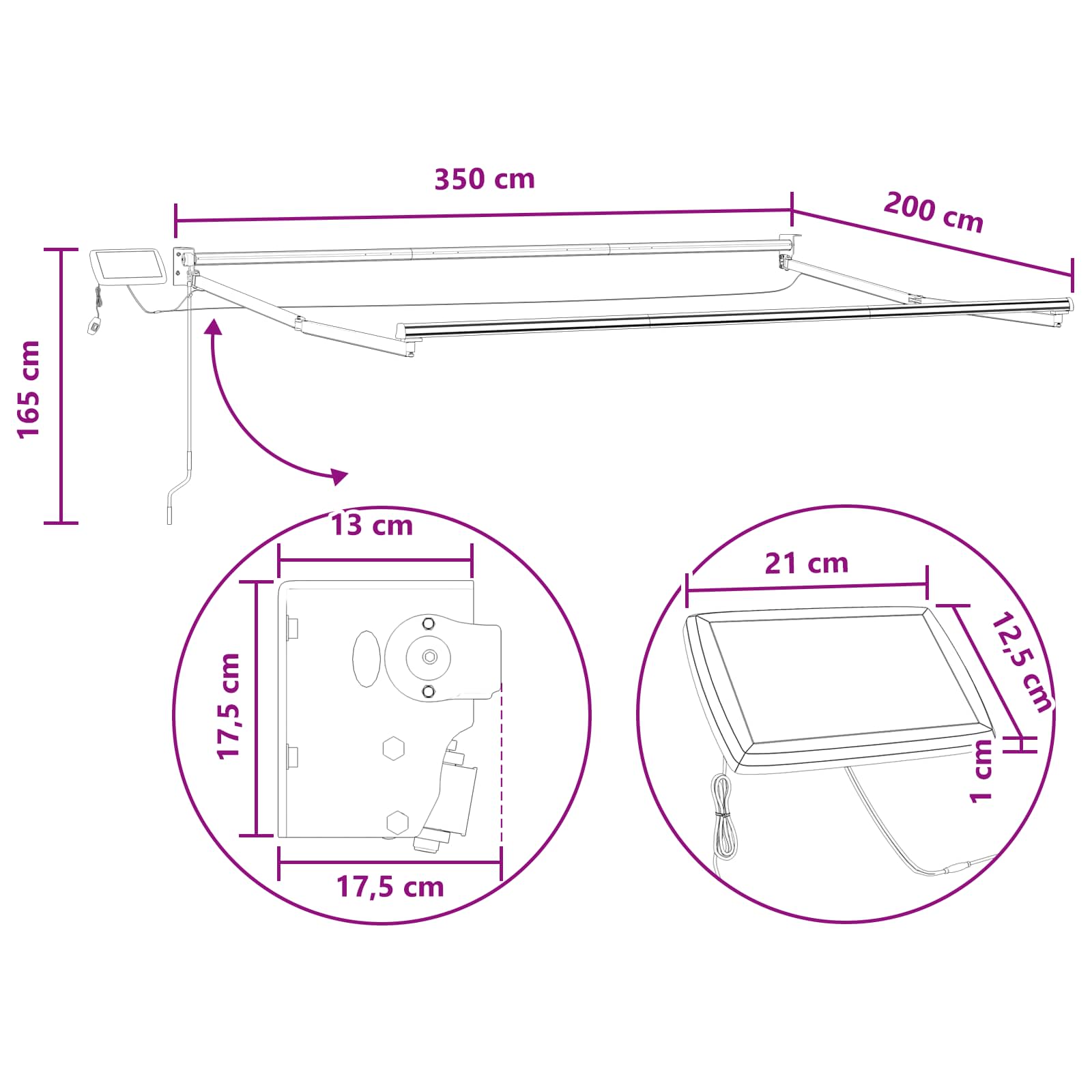 Tenda retrattile manuale con LED Sabbia | homemem39