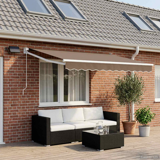 Tenda retrattile manuale con LED Tortora - homemem39