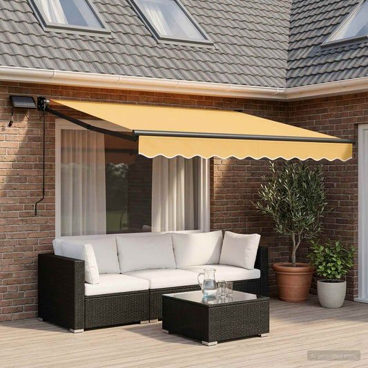 Tenda retrattile manuale con LED Sabbia - homemem39
