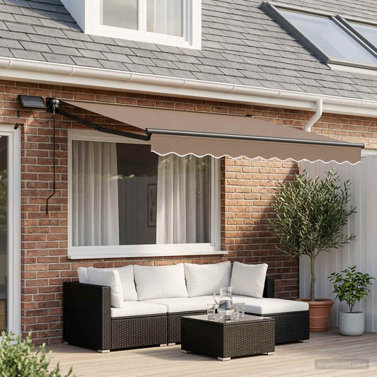 Tenda retrattile manuale con LED Tortora - homemem39