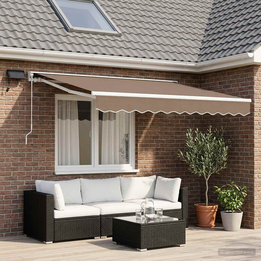 Cornice per Tenda Manuale con LED Tortora 3,5 x 2 m - homemem39