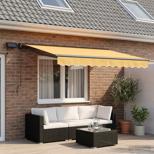 Cornice per Tenda Manuale con LED Sabbia 3,5 x 2 m - homemem39