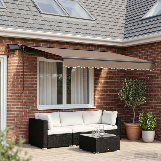 Cornice per Tenda Manuale con LED Tortora 3,5 x 2 m - homemem39