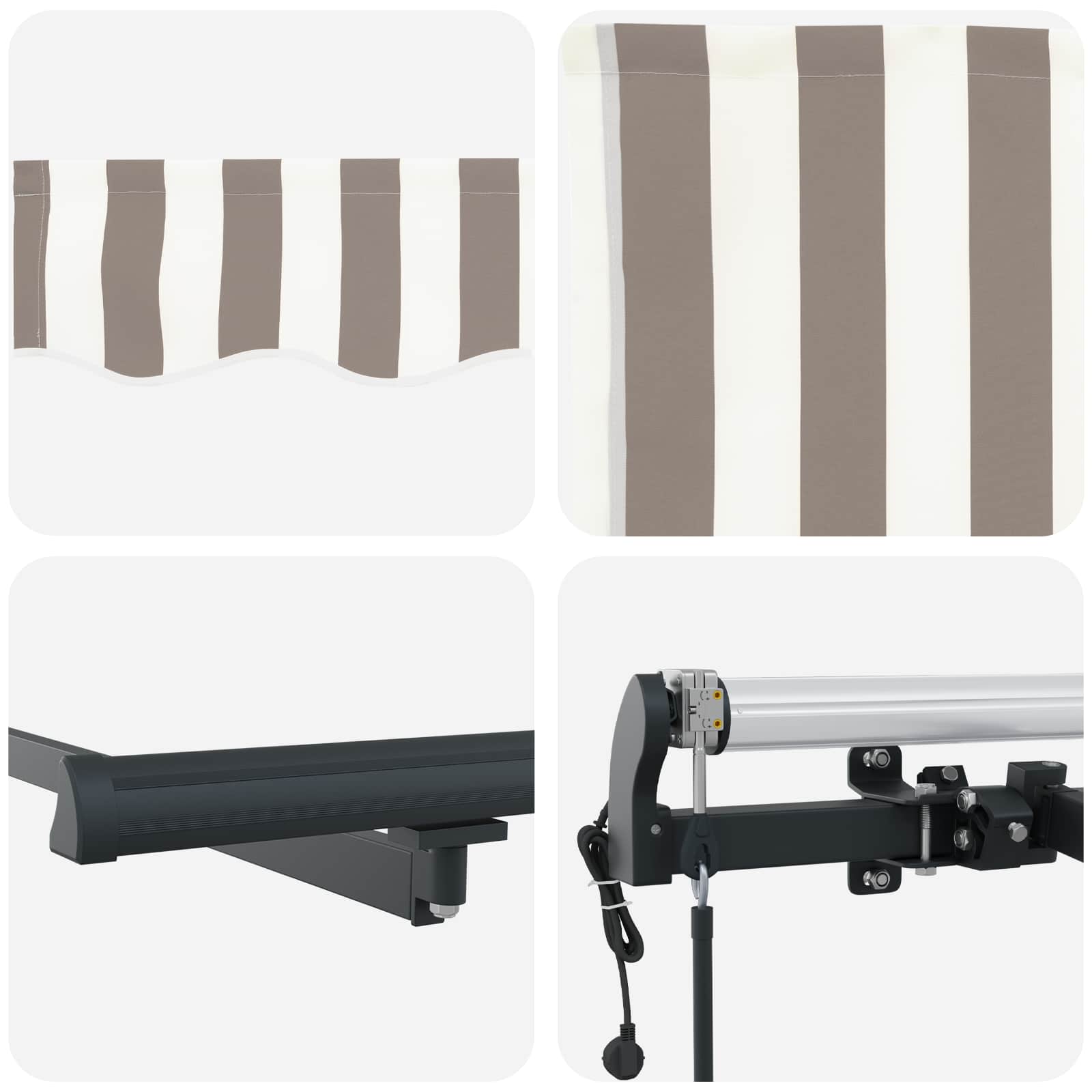 Tenda Retrattile Grigio chiaro e bianco 3,5 x 2 m Tessuto | homemem39