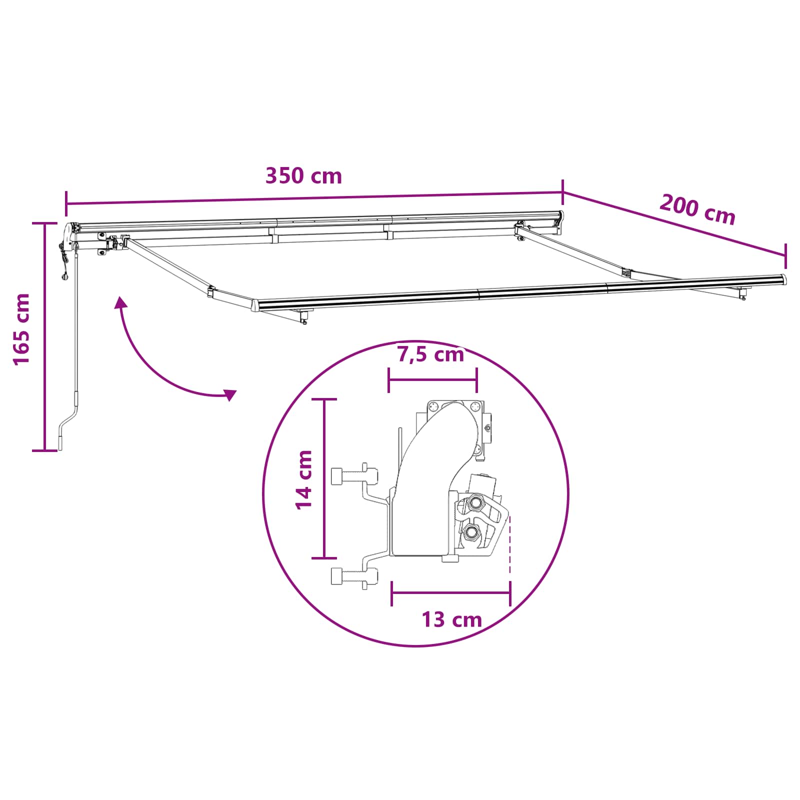 Tenda Retrattile Grigio chiaro e bianco 3,5 x 2 m Tessuto | homemem39