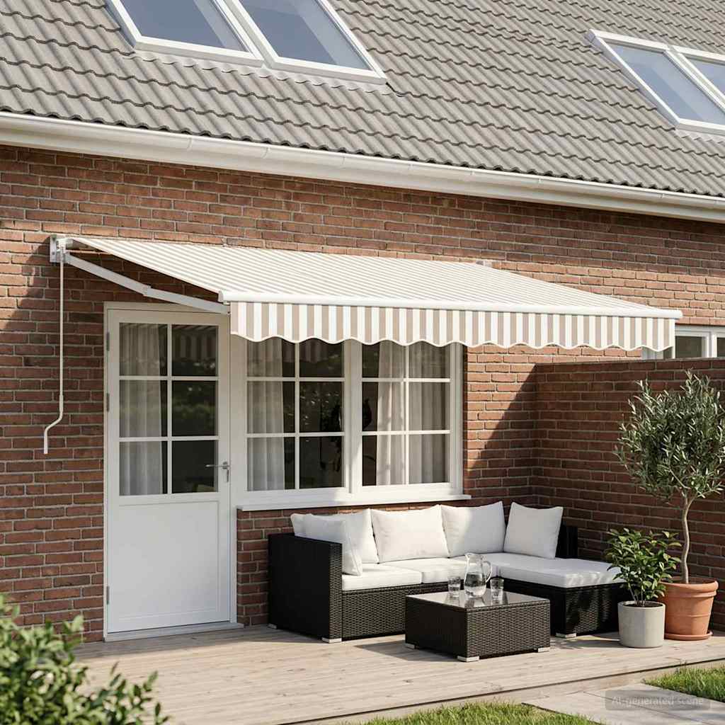 Tenda retrattile Grigio chiaro e bianco 4,5 × 3 m | homemem39