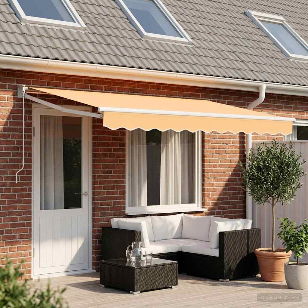Tenda retrattile Sabbia 4,5 × 3 m 100% Poliestere e Alluminio | homemem39