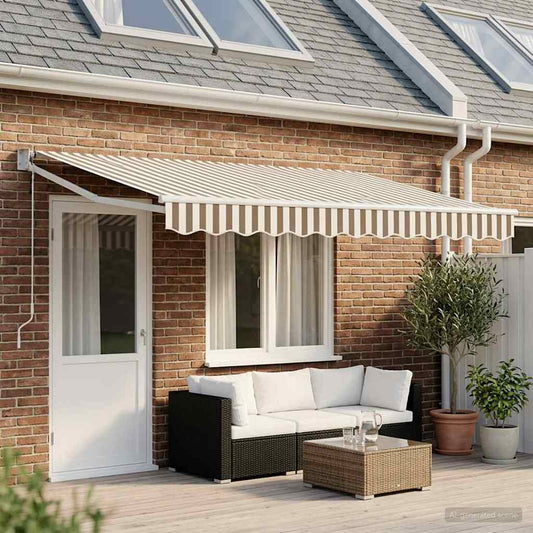 Tenda retrattile Grigio chiaro e bianco 4 × 3 m - homemem39