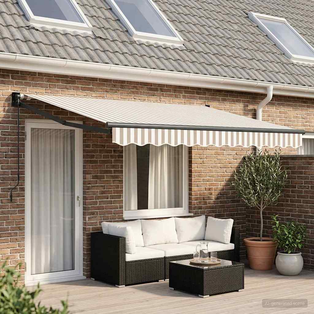 Tenda retrattile Grigio chiaro e bianco 4,5 × 3 m | homemem39