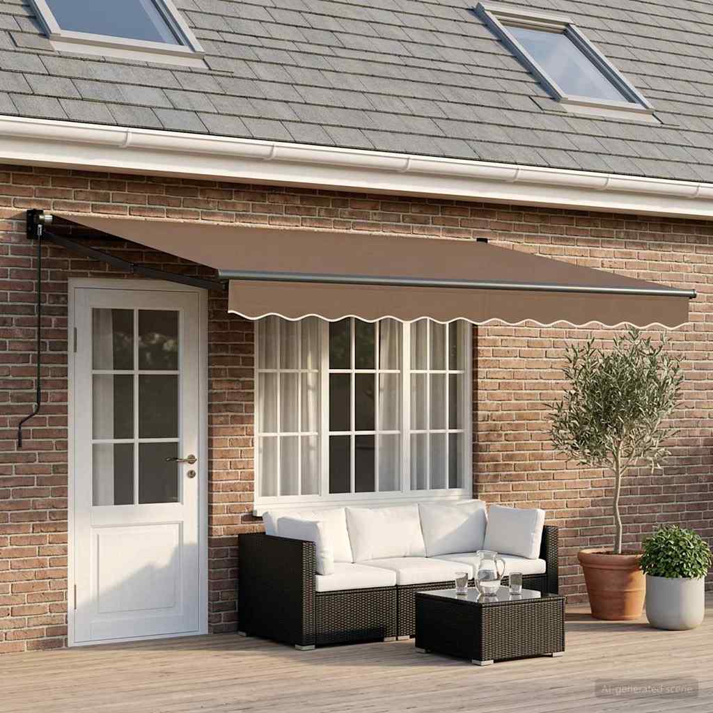 Tenda retrattile Tortora 4,5 × 3 m 100% Poliestere e Alluminio | homemem39