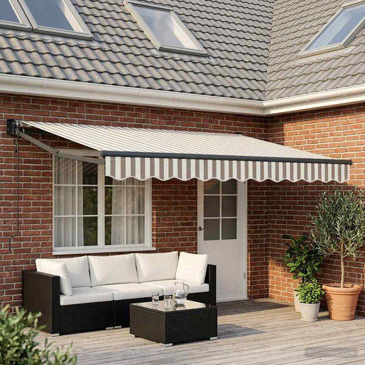 Tenda retrattile Grigio chiaro e bianco 4,5 × 3 m | homemem39
