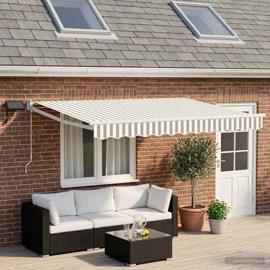 Tenda retrattile manuale con LED Grigio chiaro e bianco | homemem39
