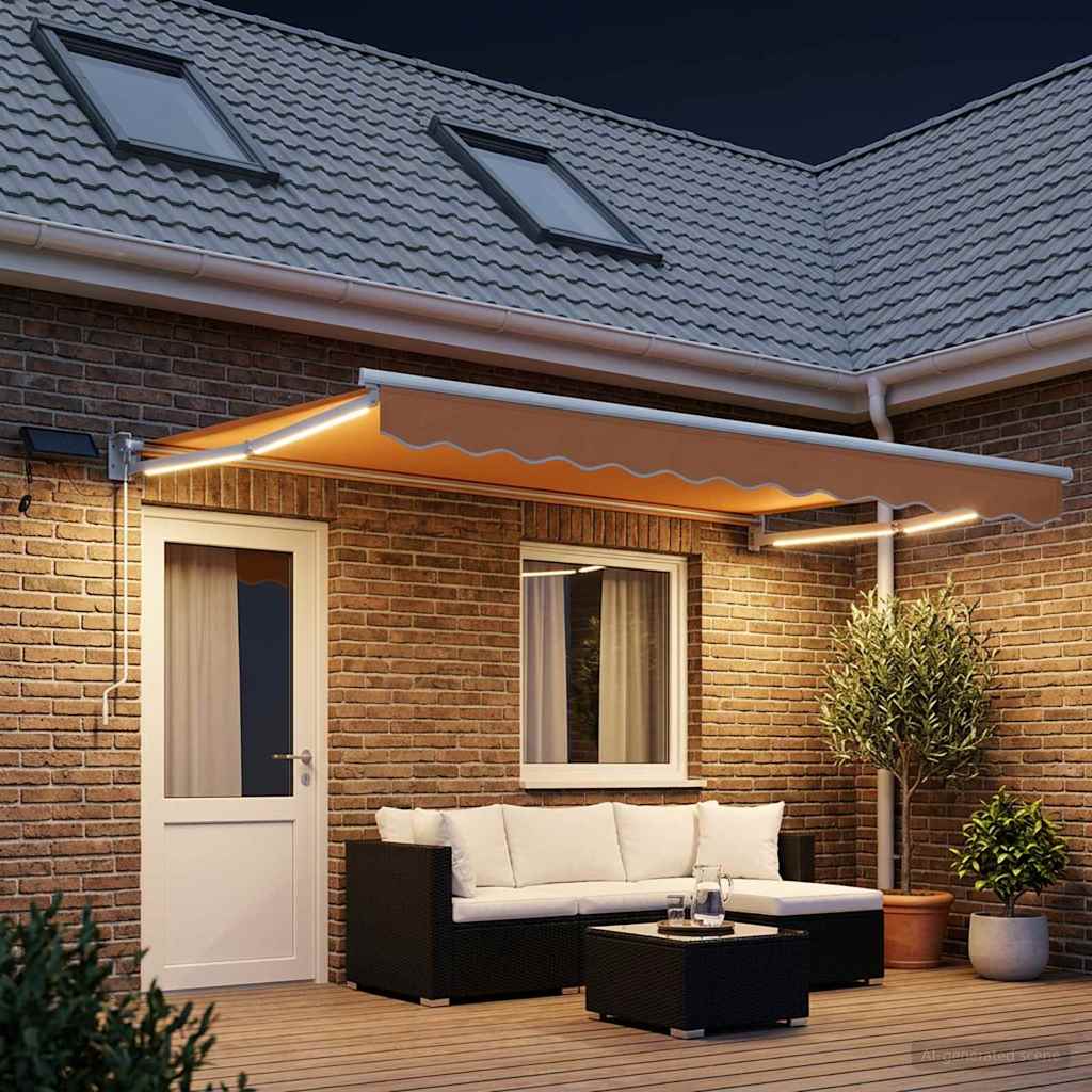 Tenda retrattile manuale con LED Sabbia | homemem39