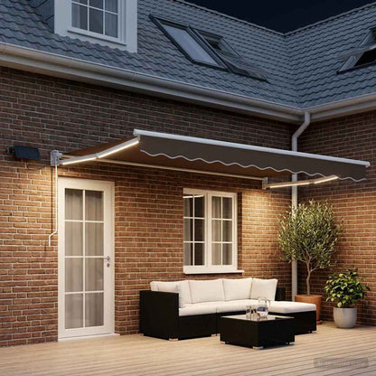 Tenda retrattile manuale con LED Tortora | homemem39