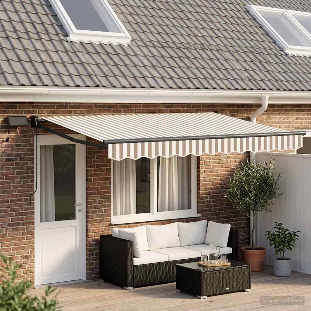 Tenda retrattile manuale con LED Grigio chiaro e bianco | homemem39