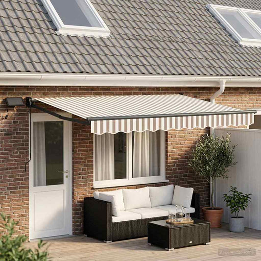 Tenda retrattile manuale con LED Grigio chiaro e bianco | homemem39