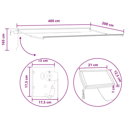 Tenda retrattile manuale con LED Tortora | homemem39